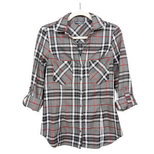 MARKET & SPRUCE Stitch Fix Katlan Button Down Top Grey Flannel Women's Small